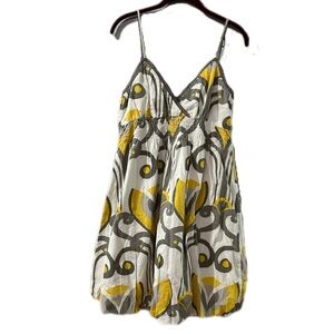 Y2K Speed Control Abstract Yellow White Grey Bubble Sun Dress